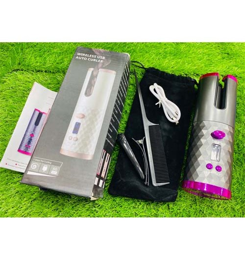 Portable Cordless Auto Hair Curler Wireless Curling Iron USB Rechargeable Hair Curler for Curls Waves LCD Display Ceramic